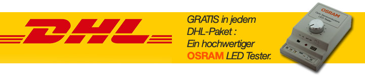 GRATIS in jedem DHL Paket ein OSRAM LED-Tester! GRATIS in jedem DHL Paket ein OSRAM LED-Tester!