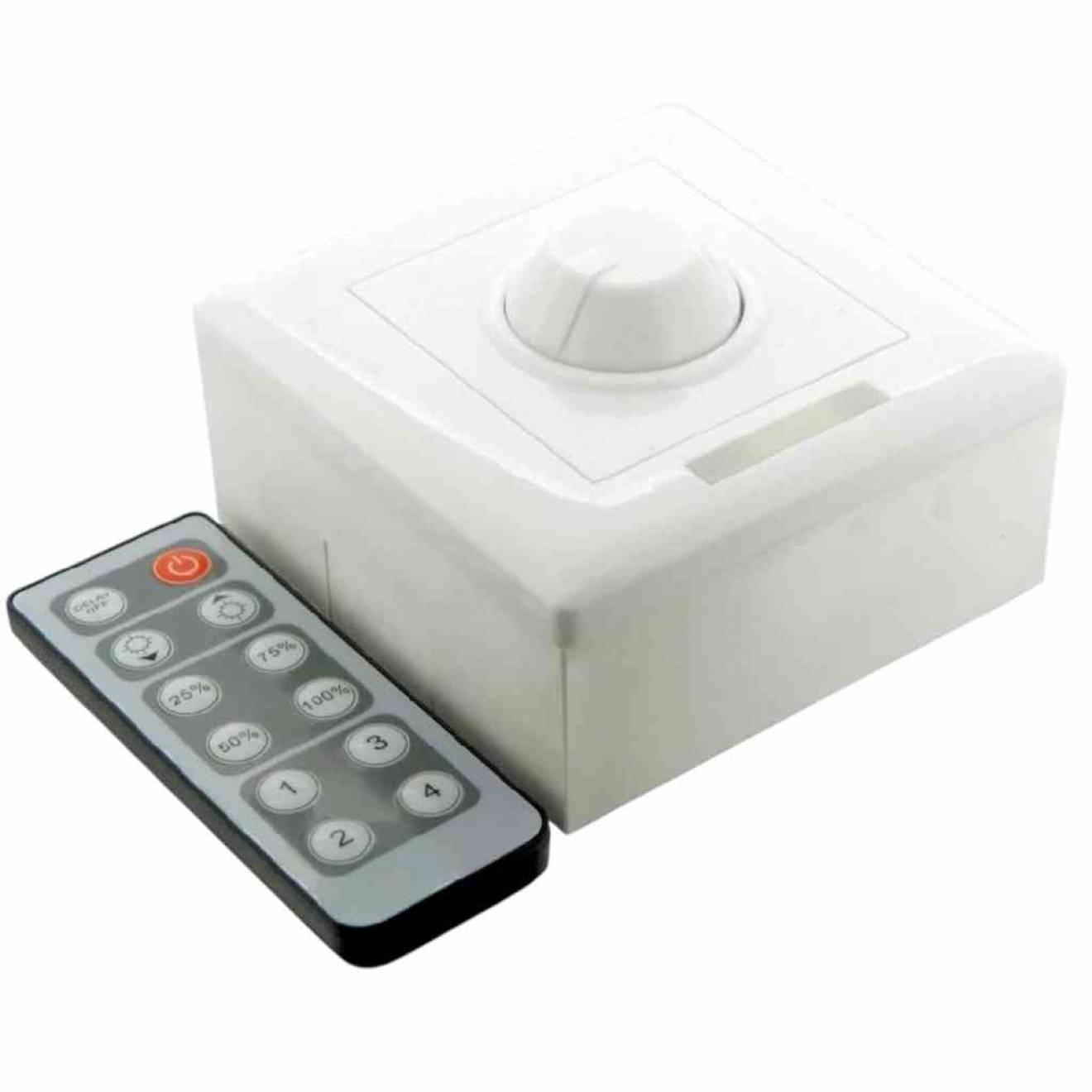 Regulador de intensidad LED con control remoto (8A max.) para montajes en pared