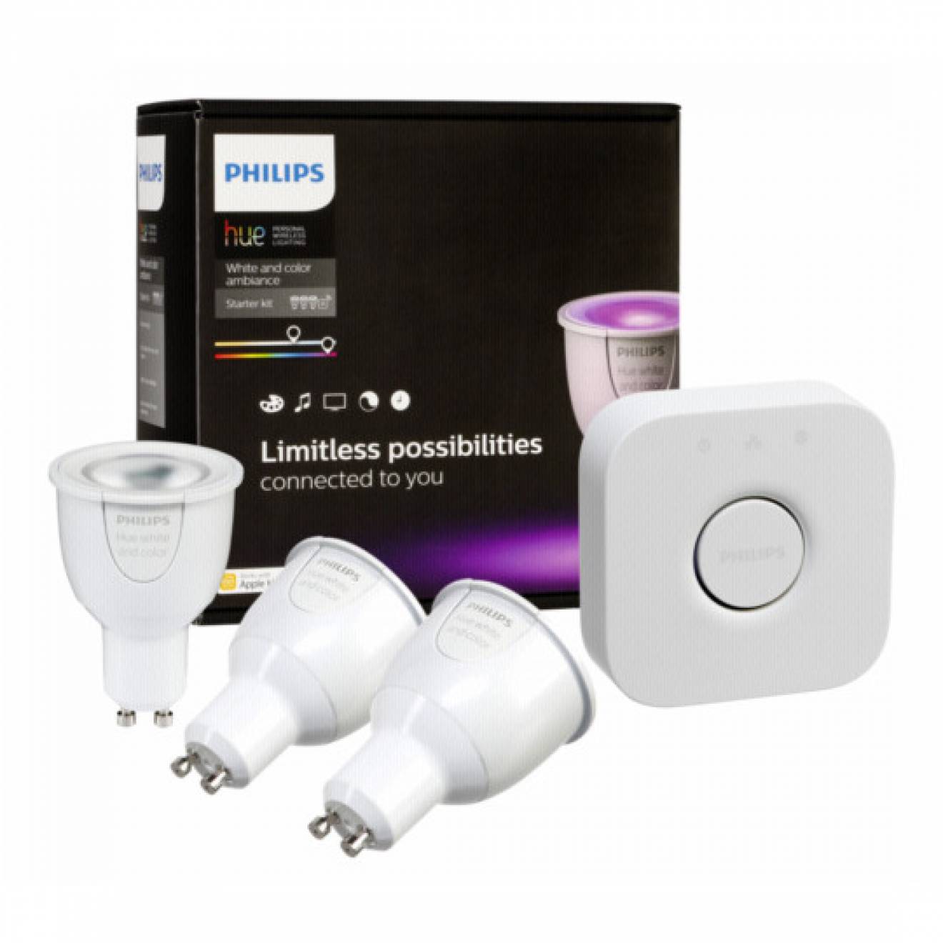Philips hue Starter Set 3x GU10 RGBW lampes LED avec Pont 2.0