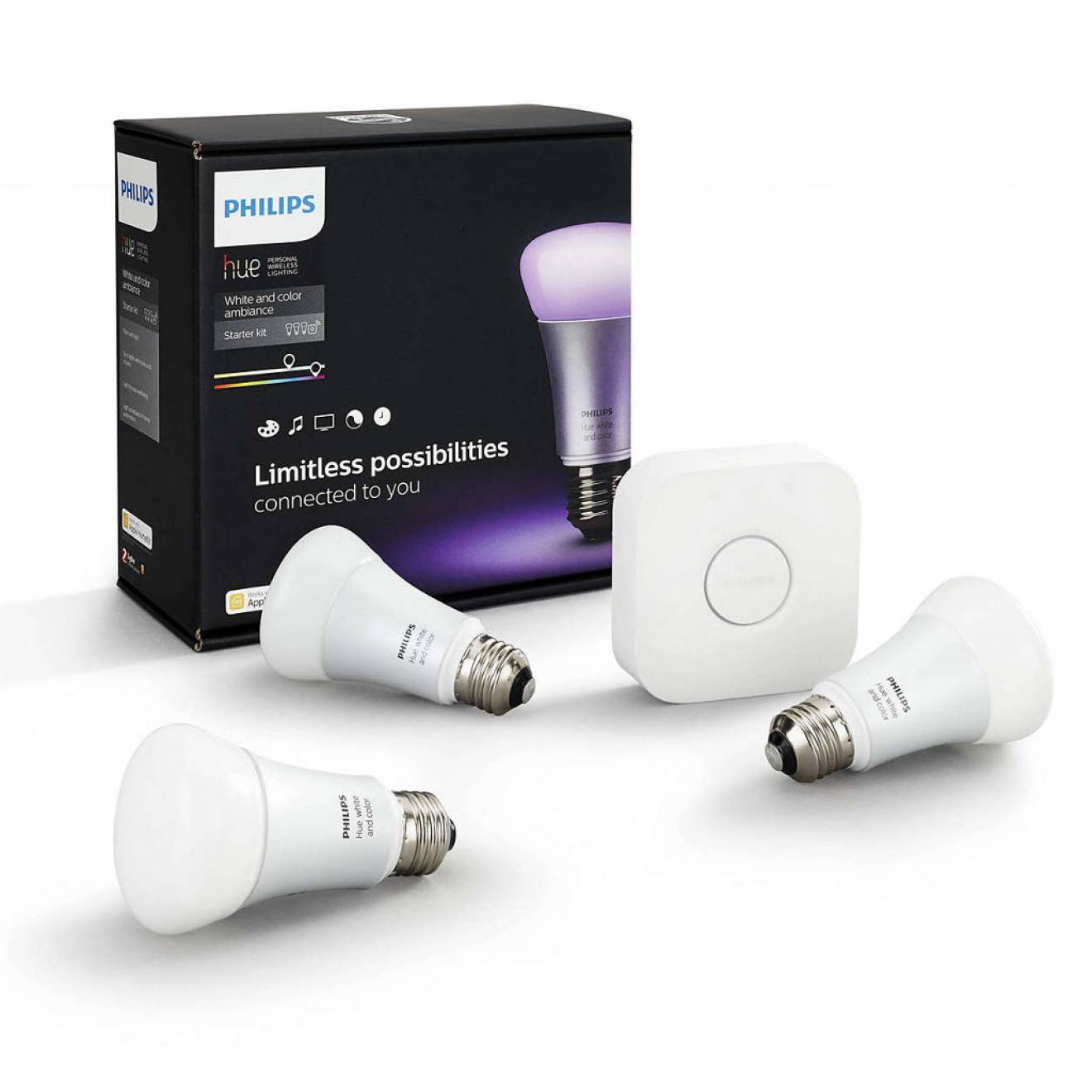 Philips hue Starter kit 3x RGBW A60 10W E27 bombilla LED y puente 2.0