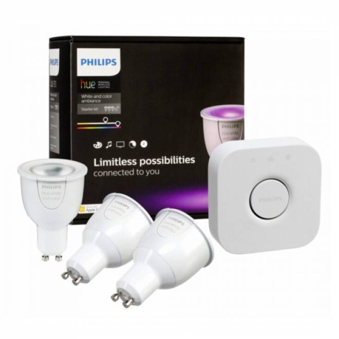 Philips hue Starter kit 3x RGBW GU10 bombilla LED y puente 2.0